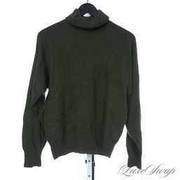 ANONYMOUS BUT GORGEOUS 100 PERCENT PURE CASHMERE OLIVE GREEN TURTLENECK SWEATER WOMENS L