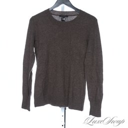 MODERN AND WINTER PERFECT SCOOP NYC CHOCOLATE BROWN 100 PERCENT PURE CASHMERE CREWNECK SWEATER WOMENS S