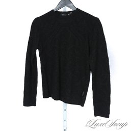 EXPENSIVE VERSACE CLASSIC V2 BLACK DOBBY KNIT SPARKLE INFUSED BAROCCO CREWNECK SWEATER MENS M