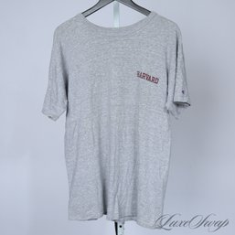 WHERES MY IVY LEAGUERS! REAL DEAL VINTAGE HARVARD UNIVERSITY ASH GREY TEE SHIRT ON CHAMPION TAG USA MADE XL