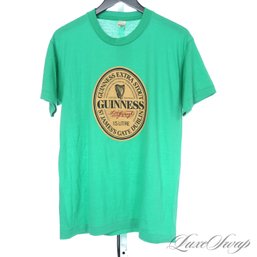 WHERES MY IRISH CROWD! REAL DEAL VINTAGE 1980S GUINNESS BEER SHAMROCK GREEN TEE SHIRT SOFT THIN MENS XL