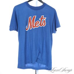 VINTAGE 1980S ROYAL BLUE NEW YORK METS BASEBALL #17 KEITH HERNANDEZ SOFT THIN TEE SHIRT ON SCREEN STARS TAG XL