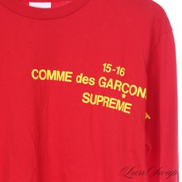 EXTREMELY RARE SUPREME NEW YORK X COMME DES GARCONS 15-16 RED LONG SLEEVE TEE SHIRT M