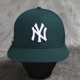 #8 NEAR MINT NEW ERA 5950 FITTED BASEBALL HAT - FOREST GREEN NEW YORK YANKEES WORLD SERIES 2001 7 7/8