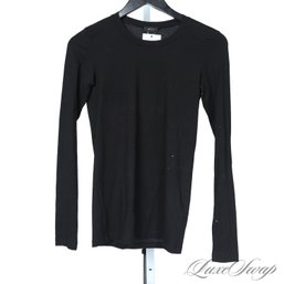 EFFORTLESS THEORY BLACK THIN SLINKY KNIT LONG SLEEVE WOMENS TEE SHIRT S