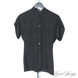 VERY EXPENSIVE GIORGIO ARMANI MADE IN ITALY BLACK ALLOVER POIS POLKA DOT SPOTTED SHIRT 6