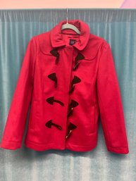 Gap Raspberry Red Zip And Toggle  Coat Size Smal