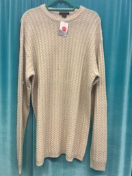 Domain Ecru Cream Long Sleeve Crew Neck Wool Blend Sweater Size XL