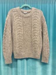 ***Rails Oatmeal Wool Alpaca Knit Blend Long Sleeve Crewneck Sweater Size S