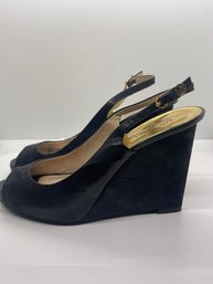 Michael Kors Black Kacie Wedge Patent Shoe Size 8M