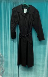 Anonymous Solid Black Rain Coat Trench  Fits L/XL