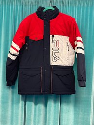 Like New Mens Fila Red White And Blue Colorblock Padded Parka Coat S