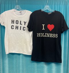Lot X 2 Christian Graphic Tees T-shirts Black And White Size S