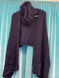 New Without Tags Anonymous  Navy Knit Turtleneck  Shawl Scarf  Wrap