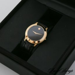 THE STAR OF THE SHOW! BRAND NEW IN BOX WITH COA MOVADO 'MUSEUM COLLECTION' 10626956 MENS GOLD TONE WATCH