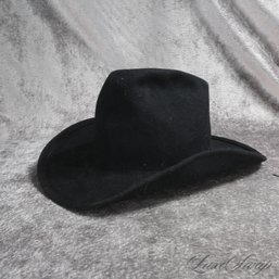 #1 AWESOME MENS 'THE GREAT WESTERN' BLACK FLANNEL COWBOY HAT PURE WOOL SIZE 7 1/4