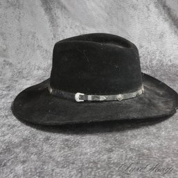 #2 MENS BAILEY 'THE STONEY' BLACK FELT FLANNEL WIDE BRIM COWBOY WESTERN HAT WITH LEATHER BAND