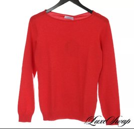 NWT Gran Sasso Made In Italy 100 CASHMERE Marinara Coral Boatneck Sweater 44 NR