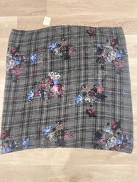 New With Tags Chiffon Infinity Scarf Plaid And Floral Print
