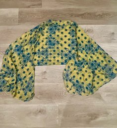 ** New Without Tags Yellow Blue Dotted Watercolor Chiffon Viscose Scarf
