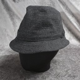 OH I LOVE THIS! MENS BURBERRY MADE IN ENGLAND VINTAGE CHARCOAL GREY SPECKLED TWEED BUCKET HAT 7.5