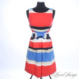 COMPLETELY ICONIC AND GREAT CONDITION KATE SPADE CORAL BLUE MULTI BRUSHSTROKE STRIPE DRESS 2