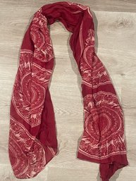 New Without Tags Anonymous Red White Mystic Boho Deer Print  Chiffon Viscose Lightweigjt Scars Wrap Sarong