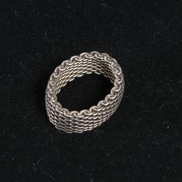 EXCEPTIONAL AUTHENTIC TIFFANY & CO .925 STERLING SILVER 'SOMERSET' MESH RING