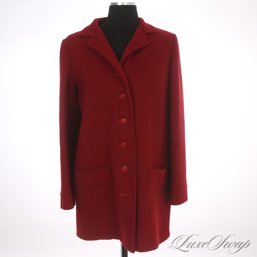 EXPENSIVE AND HIGH QUALITY JOHN ANTHONY DARK GARNET RED DOUBLE FACED DOBBY WOOL CAR COAT 12