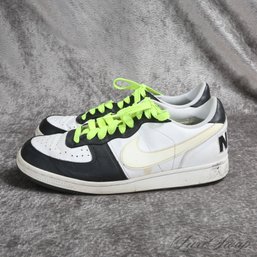 #18 THESE ARE GREAT! NIKE 336610-111 MENS 'TERMINATOR LOW' WHITE/BLACK NEON LACED LOW SNEAKERS 8.5