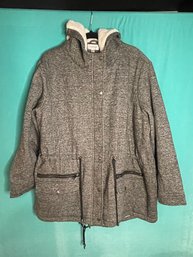 New Without Tags Avenue Fleece Lined Hooded Grey Coat Hacket 22/24