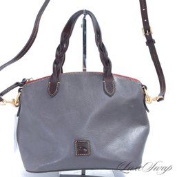 #7 BRAND NEW WITHOUT TAGS DOONEY & BOURKE DOLPHIN GREY GRAINED LEATHER CONVERTIBLE STRAP MID SIZE BAG