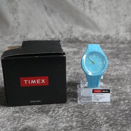 #3 BRAND NEW IN BOX TIMEX ALL BLUE RUBBER STRAP SUMMER MENS WATCH