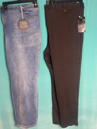 Lot X 2 Avenue New With Tags Stretch Pants  Denim Jeans And Dark Brown Size 26