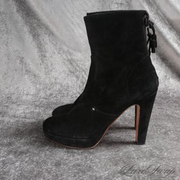 #8 SUPER GOOD $500 RAG AND BONE MADE IN ITALY BLACK SUEDE WHIPSTICH DETAIL BACK ZIP PLATFORM BOOTS 39