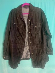 New Without Tags Roamans Black Washed Cotton Blend Denim Jacket Size 24w