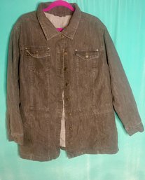 New Without Tags Roamans Grey Washed Cotton Blend Denim Jacket Size 24W