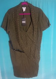 New Without Tags Monroe Olive Green Shortsleeved  Long Sweater Dress Tunic Size XL