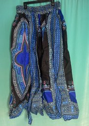 New Without Tags Elastic Waist Full Dashiki Navy Blue Black Skirt Size (fits Most)