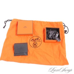 LOT OF AUTHENTIC HERMES PARIS SIGNATURE ORANGE FLANNEL DUSTBAG AND HARDSIDE RING / JEWELRY BOX WITH RIBBON