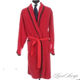 SO SOFT AND PLUSH! MENS LL BEAN RICH CARDINAL RED POLARFLEECE PIPED TRIM BELTED HOUSE ROBE L TALL