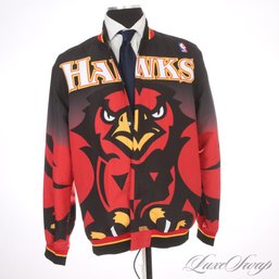 BRAND NEW WITH TAGS MENS MITCHELL AND NESS HARDWOOD CLASSICS ATLANTA HAWKS AOP ALLOVER PRINT JACKET COAT L