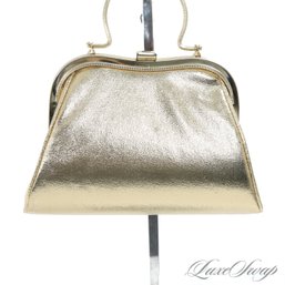 ANONYMOUS AND TOTALLY DARLING NEAR MINT ANONYMOUS GOLD LAME CONVERTIBLE CLUTCH / SMALL HANDLE BAG