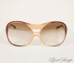 Vintage 1960s Made In Italy Thick Smoked Mocha Oversize Large Sunglasses NR #8