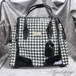 MASSIVE AND HUGE BRAND NEW DOONEY AND BOURKE BLACK AND WHITE HOUNDSTOOTH PATENT ROLLING LUGGAGE