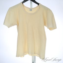 HIGH QUALITY VINTAGE LANCOT & MADIRA MADE IN ITALY EGGSHELL WOOL BLEND BOATNECK SEAMLESS SHORT SLEEVE KNIT 7