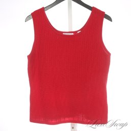 DELICIOUSLY SOFT LORD AND TAYLOR 100 PERCENT TWO PLY CASHMERE RUBY RED CABLEKNIT TANK TOP XL