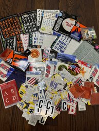 TREMENDOUS LOT OF BRAND NEW STENCIL PATCH AND CRAFT ACCESSORIES, PATCHES, AND IRON ONS