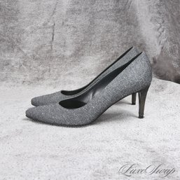 BLING BLING! RECENT AND EXPENSIVE STUART WEITZMAN ALLOVER GLITTER ANTHRACITE MESH SPARKLE PUMPS 8