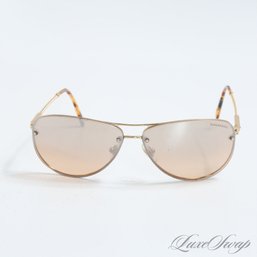 #4 INSANELY GOOD TIFFANY & CO GOLD BRAIDED ARM AMBER LENS AVIATOR SUNGLASSES WITH SIGNED ORIGINAL LENSES